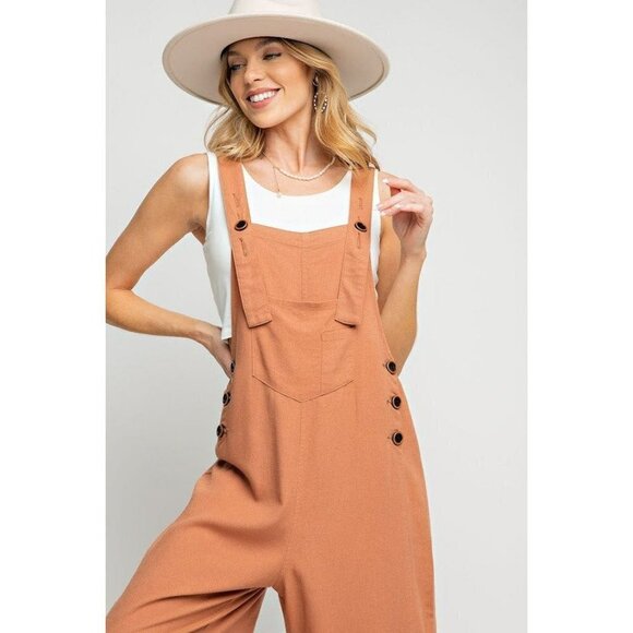 The Kate Linen Oversized Overalls in Cinnamon - Picture 1 of 5